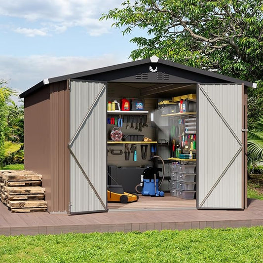 Metal Storage Shed,10x12 Outdoor Storage Building,Large Backyard Sheds with Lockable Door,Waterproof Outside Storage Shed