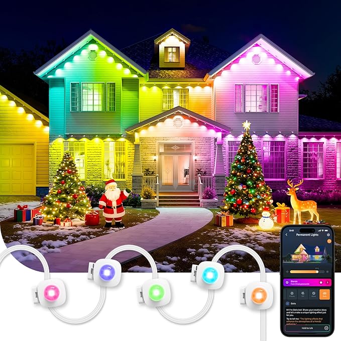 Linkind Permanent Outdoor Lights HP5,Smart AI RGBTW 150ft Christmas Lights, 85 Scenes Modes for Daily Holiday Halloween Decorations,IP67 Waterproof, Compatible with Alexa,Google Assistant