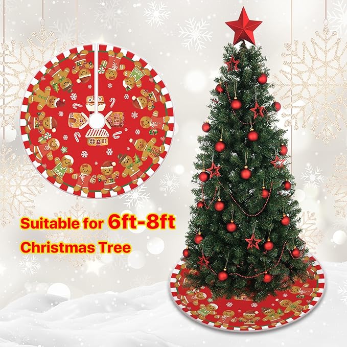 48 Inch Christmas Tree Skirt – Holiday Tree Mat for 6 to 7.5 Ft Trees, Durable & Soft Christmas Decorations for Home, Living Room, Party, Winter Xmas Holiday Decor