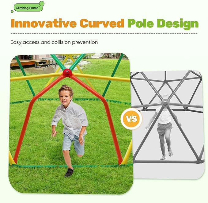 Zupapa 10FT Climbing Dome, Outdoor Wide Door Dome Climber for Kids Supporting 1000 lbs, Easy Assembly Playground Jungle Gym Backyard Play Equipment, Monkey Bars for Backyard