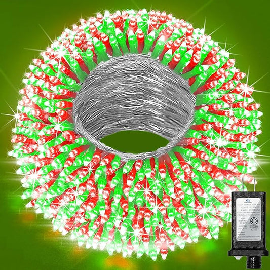 300 LED Outdoor Christmas Lights 75ft, 12 Lighting Modes Indoor String Lights Dimmable & Timer Memory, Outsite Waterproof Tree Lights for Xmas Garden Wedding Party Holiday Decorations Red & Green