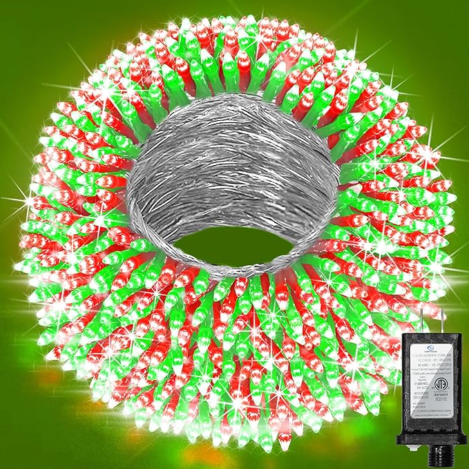 240ft Outdoor Christmas Lights, 750 LED Super Long String Lights 12 Modes & Timer Memory, Dimmable Outsite Waterproof Light Strings for Xmas Tree Garden Wedding Party Holiday Decorations Red & Green