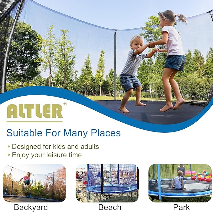 12FT 14FT Trampoline Enclosure Net Outdoor Jump for Kids and Adults Round ASTM Approved