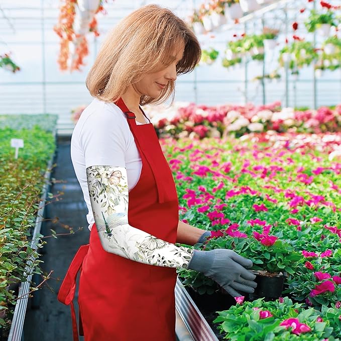 Buwuta Garden Sleeves for Women Dragonfly Sun Protection Sleeves Anti-Scratch Arm Cooling Sleeves for Farmers Sports