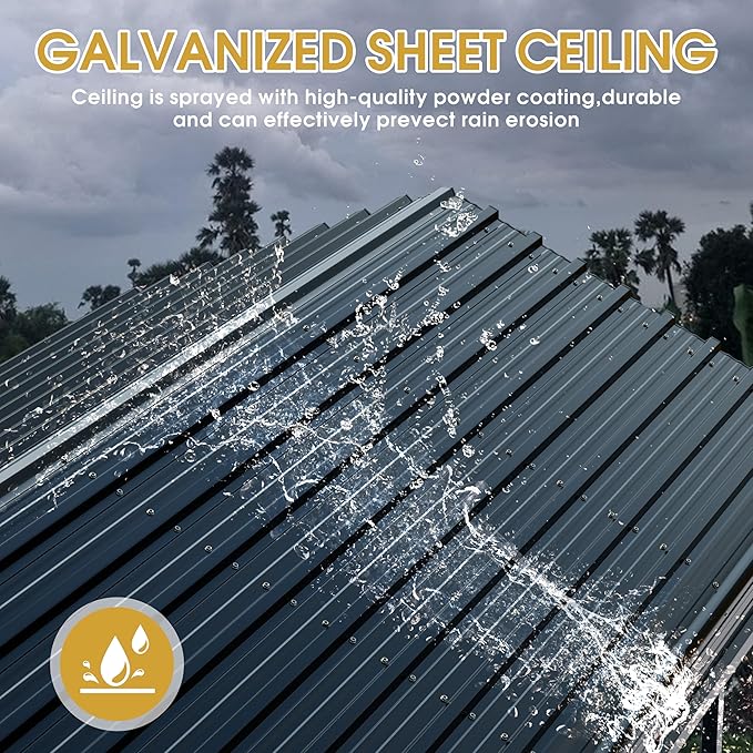 JAMFLY Carport, Heavy Duty Carport Canopy with Galvanized Steel Roof and Frame, Metal Car Garage Upgraded Extra Large Garage for Pickup, Boat, Car and Tractors, 12x20FT