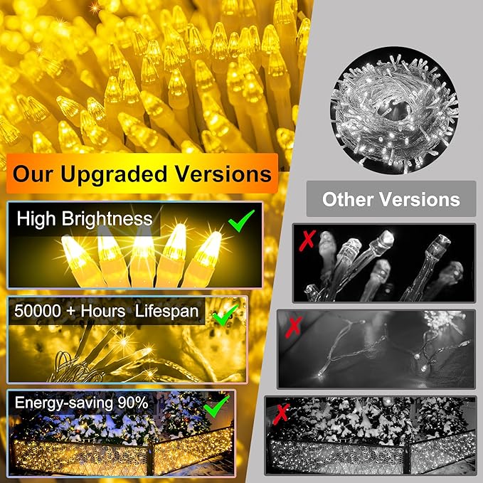 82 FT Outdoor Christmas Lights with 176 Drops, Christmas Decorations Fairy Lights 616 LED 8 Modes, Plug in Waterproof Hanging String Lights for Home Xmas Tree Yard Wedding Party Warm White