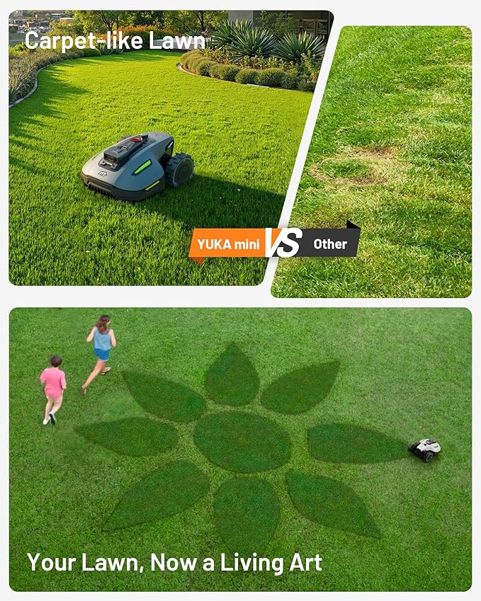 Mammotion YUKA Mini 700H Robot Lawn Mower, Reception 0.17 Acre, Max.0.35 Acre, Ultrasense AI Vision+ RTK Positioning, Auto Mapping, App Control, 50% Slope, Cutting Height 2''~3.5'', 15 Mowing Zones