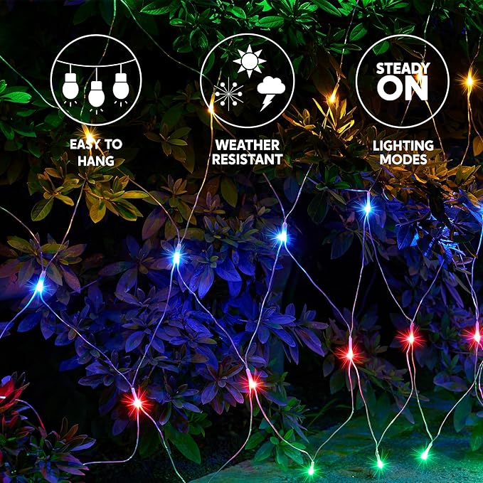 JOYIN 200 LED Christmas Net Lights, 6.5X 10FT Christmas Mesh Lights with 8 Modes, Connectable, Waterproof for Bushes Trees Yard Indoor Outdoor Xmas Decorations (Multicolor)