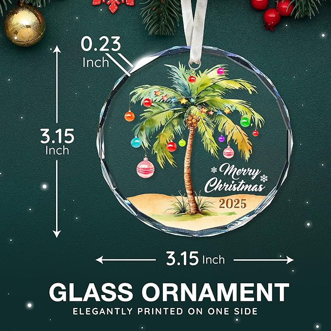 Palm Tree Christmas Ornament - Coastal Beach Ornaments for Christmas Tree, Ocean and Beachy Ornaments for Your Beach Themed, Unique Decorations for A Tropical Holiday