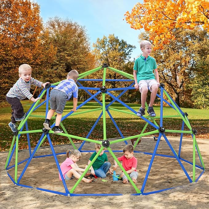 Climbing Dome, 10FT Geometric Dome Climber Jungle Gym Playground Backyard for Kids, 2024 Upgraded Model Indoor Outdoor Toddler Play Equipment, Safety Certified, Easy Assembly