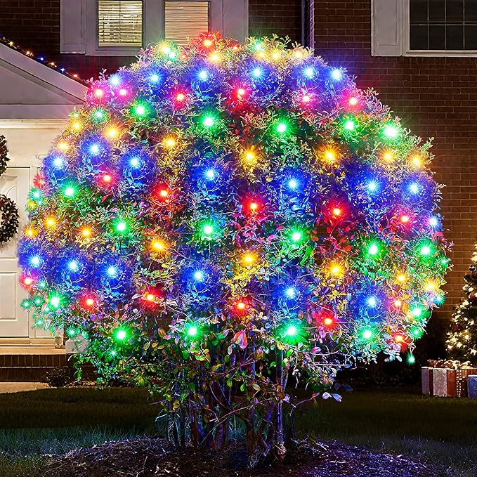 BlcTec Upgraded Outdoor Christmas Lights 280LED 10ft x 6.7ft Christmas Net Lights with UL Certified, 8 Modes, Timer, Connectable, Waterproof & Thick Wire for Bushes, Shrubs Decorations, Muticolor