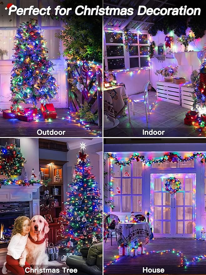 Christmas Lights 131FT 400 LED, Christmas Tree Light with 8 Lighting Modes, Outdoor Waterproof String Lights with Remote and Timer, Fairy Light for Holiday Decor (Multicolor)