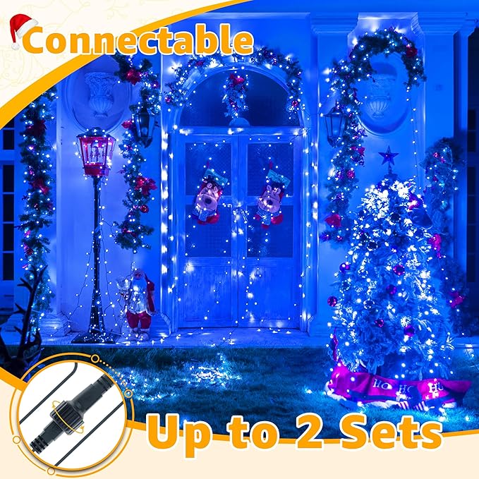 Ollny RGB Halloween Lights 200 LEDs 66 FT, 130 Modes Color Changing Connectable Christmas Lights with Remote, Timer & Waterproof, Outdoor Christmas String Light for All-Year House Decorations