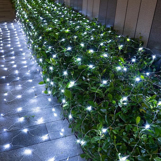 JOYIN 360 LED Christmas Net Lights, 6.5X 16.4FT Christmas Mesh Lights with 8 Modes, Connectable, Waterproof for Bushes Trees Yard Indoor Outdoor Xmas Decorations (Cool White)