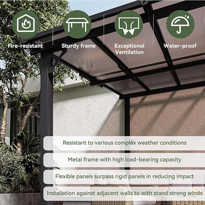 Aoxun 10’x 10’ Gazebo, Elegantly Mounted on The Wall, Presents a Captivating Pergola on Clearance for Your Outdoor Patio, for Porch, Deck, Backyard