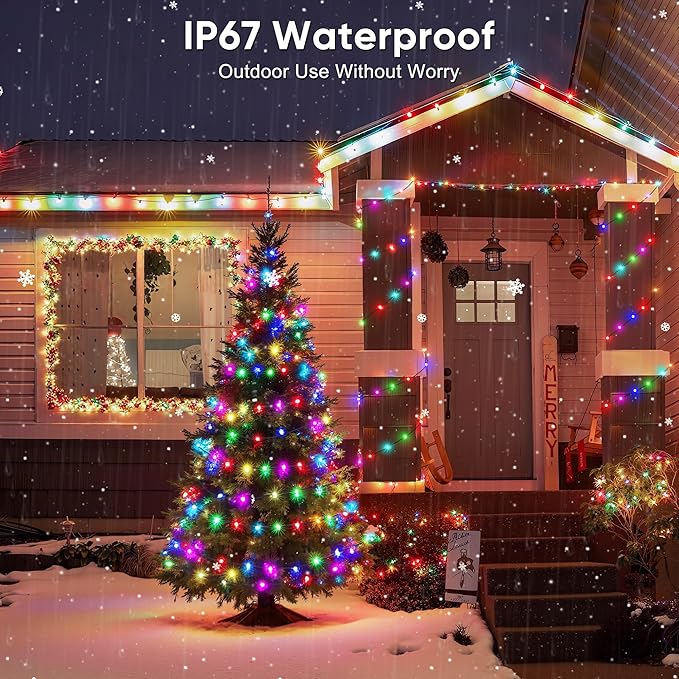 Ollny Smart Christmas Lights 131FT 400LEDs, Color Changing Christmas Tree Lights App & Remote Controlled, RGB String Light with DIY Music Timer for Outdoor Indoor Holiday Xmas Decorations