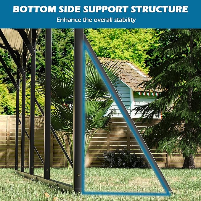 20x20 Carport Heavy Duty, Metal Carport with Galvanized Steel Roof, Metal Car Garage Multi-Use Shelter Outdoor Portable for Car, Boat, Pickup and Tractor
