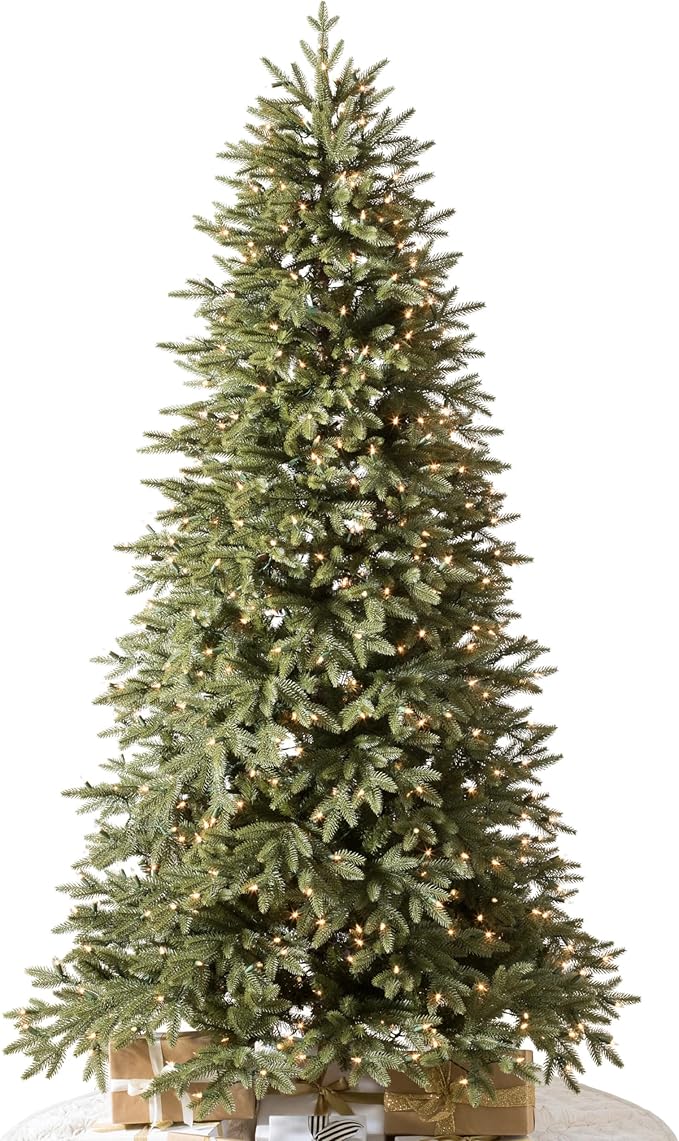 Balsam Hill Stratford Spruce - Slim Artificial Christmas Tree with True Needle Foliage & Premium Stand for Small Spaces, Clear Incandescent, 6ft 6in