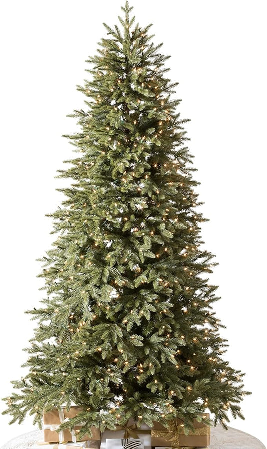 Balsam Hill Stratford Spruce - Slim Artificial Christmas Tree with True Needle Foliage & Premium Stand for Small Spaces, Clear Incandescent, 6ft 6in