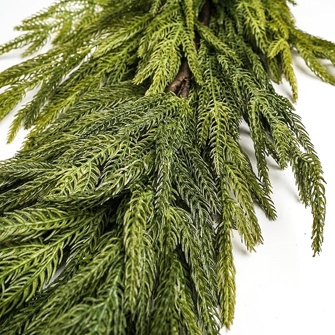 Norfolk Pine Garland 6ft Real Touch Realistic Christmas Pine Garland, Greenery Artificial Christmas Decorations for Table, Mantle, Wall