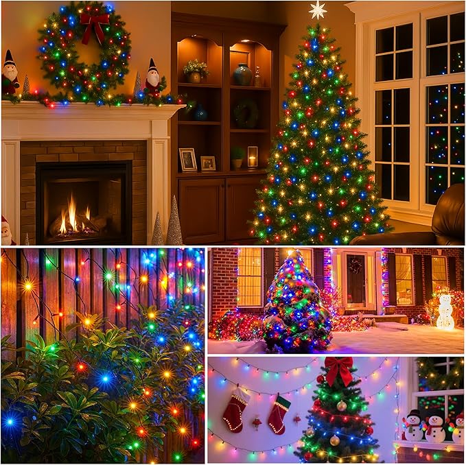 Solar String Lights Outdoor, 4Pack 480 LED Solar Christmas Lights, 160FT Solar Twinkle Light Outdoor Waterproof with 8 Modes for Christmas Tree Wedding Garden Patio Yard Decorations(Multicolor)