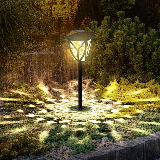 Ensenior 12-Pack Solar Lights Outdoor, 16.77" 3000K LED Solar Garden Lights for Pathway, Yard, Patio, Walkway, Planter, Waterproof, Energy-Efficient Landscape Lighting
