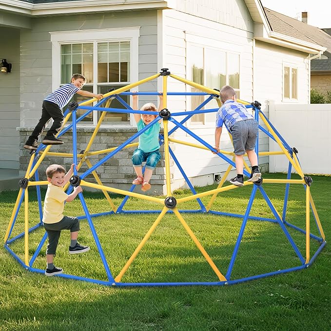 Climbing Dome, 10FT Geometric Dome Climber Jungle Gym Playground Backyard for Kids, 2025 Upgraded Model Indoor Outdoor Toddler Play Equipment, Safety Certified, Easy Assembly