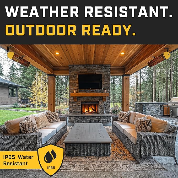 Big Ass Fans Obsidian - Low-light Infrared Electric Heater, Black and Yellow, Indoor or Outdoor Spaces, Patios, Restaurants, Hardwired Wall Mount