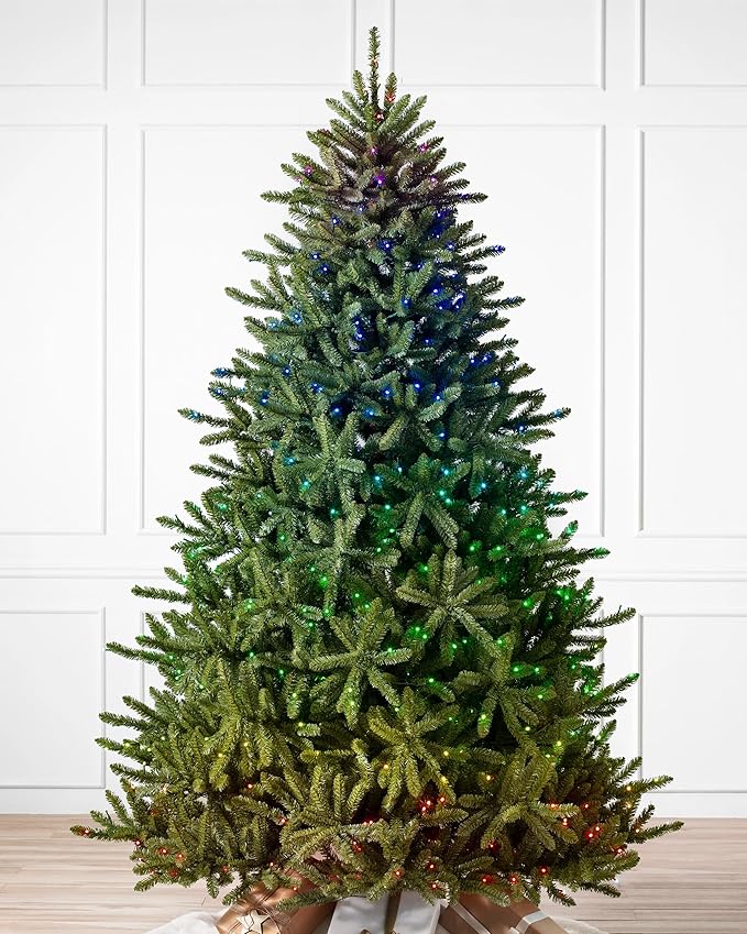 Balsam Hill 7ft Pre-Lit Classic Blue Spruce - Artificial Christmas Tree with Twinkly Lights, Easy Plug Technology, Premium Stand for Indoor Holiday Decorating
