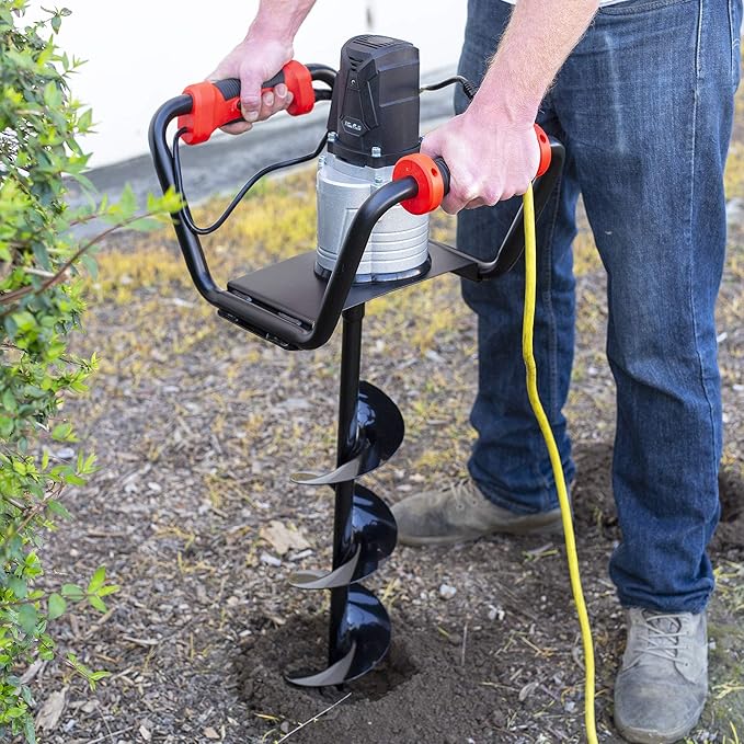 XtremepowerUS 1500W Electric Post Hole Digger Earth Auger Dig Hole Fence Post Hole Digging, Tree Planting with 6 Digging Auger Bit Set, 3/4 Shaft