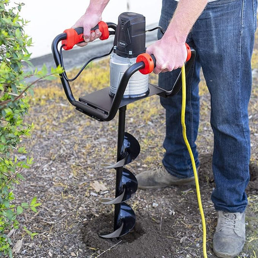 XtremepowerUS 1500W Electric Post Hole Digger Earth Auger Dig Hole Fence Post Hole Digging, Tree Planting with 6 Digging Auger Bit Set, 3/4 Shaft