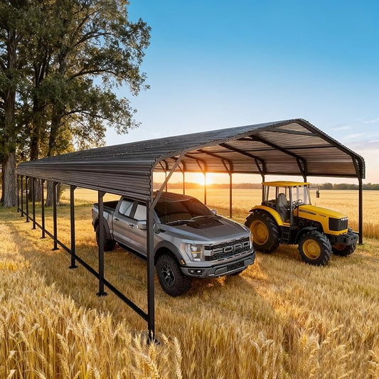 20x40 FT Heavy-Duty Metal Carport, Outdoor Galvanized Steel Shelter for Pickup Trucks, Motorcycles, Boats, Cars & Tractors