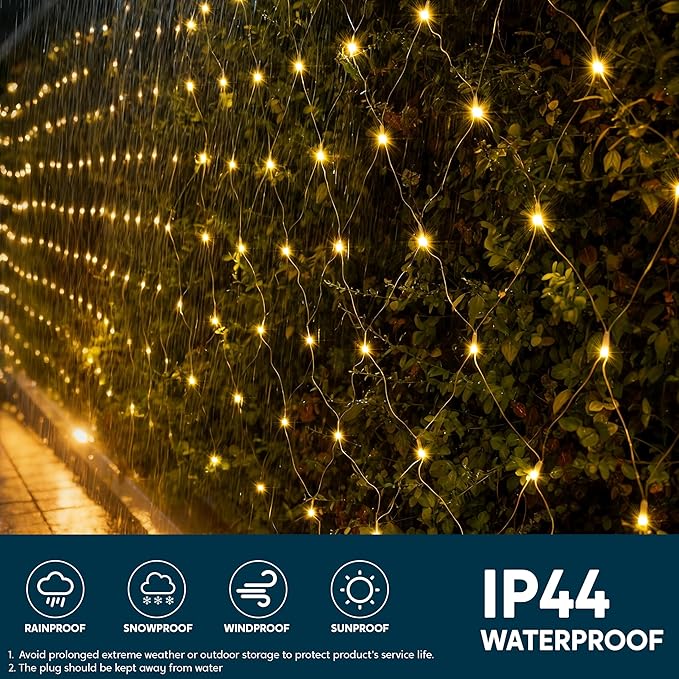 JOYIN 360 LED Christmas Net Lights, 6.5X 16.4FT Christmas Mesh Lights with 8 Modes, Connectable, Waterproof for Bushes Trees Yard Indoor Outdoor Xmas Decorations (Warm White)