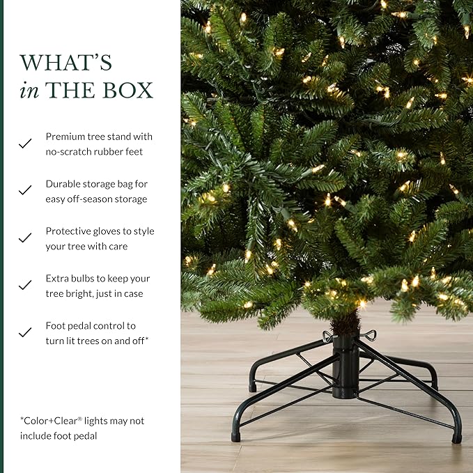 Balsam Hill 5.5ft Pre-Lit Classic Blue Spruce - Artificial Christmas Tree with 400 Clear Incandescent Lights, Easy Plug Technology, Premium Stand for Indoor Holiday Decorating