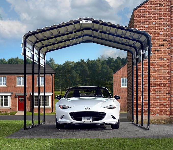 Arrow Shed 10' x 15' x 9' Galvanized Steel Multi-Purpose Shade and Shelter Carport, Eggshell Finish