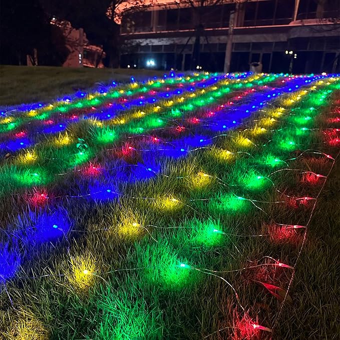 JOYIN 200 LED Christmas Net Lights, 6.5X 10FT Christmas Mesh Lights with 8 Modes, Connectable, Waterproof for Bushes Trees Yard Indoor Outdoor Xmas Decorations (Multicolor)