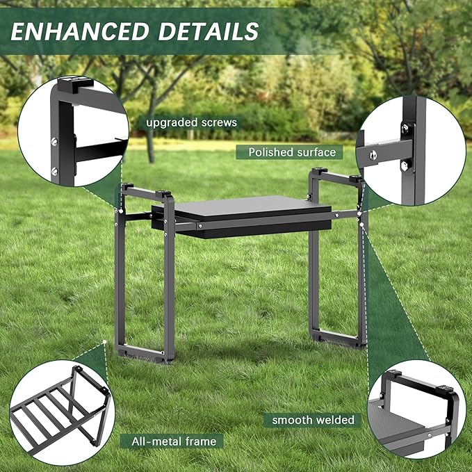 FLINTER Garden Kneeler and Seat, 10.2 Wider Heavy Duty Thick Gardening Bench for Kneeling and Seat - Multifunctional Kneeler Bench, Gardening Gifts for Women, Seniors Grandparents, Black