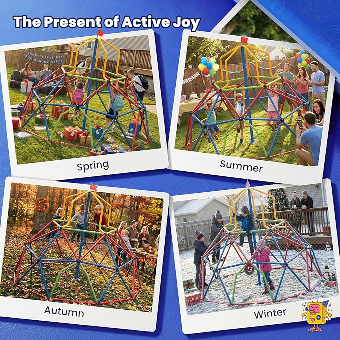 Zupapa 10FT Kids Climbing Dome Tower, Outdoor Jungle Gym for Kids with Climbing Grip - Geometric Dome Climber Supports 1200LBS Outdoor Playset and Easy Assembly Outdoor Play Equipment