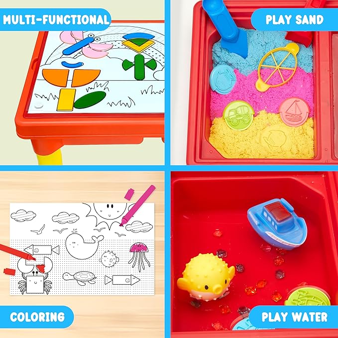 Sensory Table with Sands, Sand & Water Play Table for Kids£¬Indoor and Outdoor Activity Table, Sensory Bin Toys for Toddlers 3 4 5 6 7£¬17x11.5x10.2 Inches
