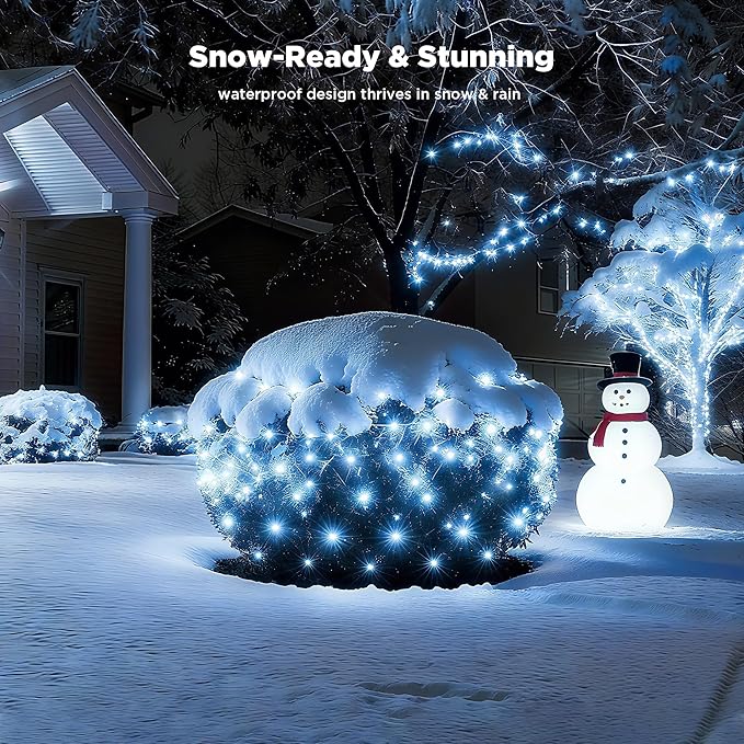 BlcTec Upgraded Christmas Lights Outdoor 176LED 8.7ft x 5.2ft Christmas Net Lights with UL Certified, 8 Modes, Timer, Connectable, Waterproof & Thick Wire for Bushes, Shrubs, Yard Decorations, White