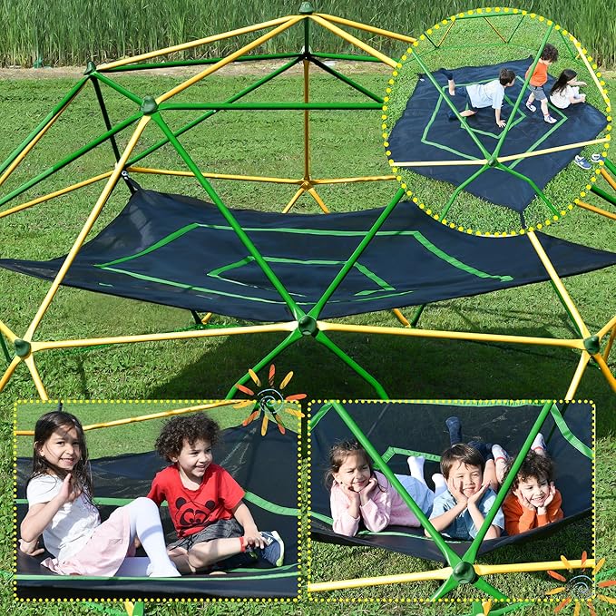 Merax 13FT Climbing Dome with Hammock, Outdoor Geometric Dome Climber Play Center for Kids 3-10 Supporting 1000 lbs, Easy Assembly Jungle Gym