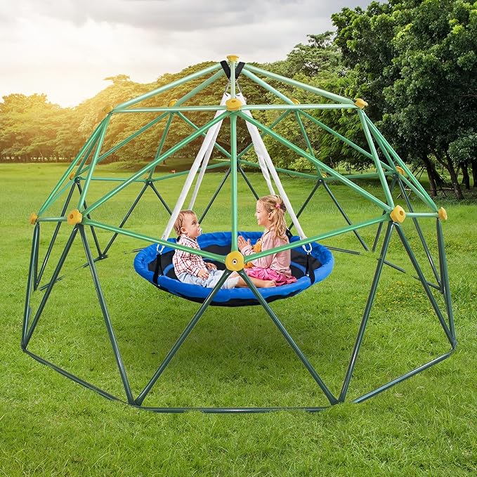 10FT Kids Climbing Dome Playground, Dome Climber Supporting 1000LBS with Rust & UV Resistant, Jungle Gym Outdoor for Kids 3 to 8 Backyard, Much Easier Assembly, Green