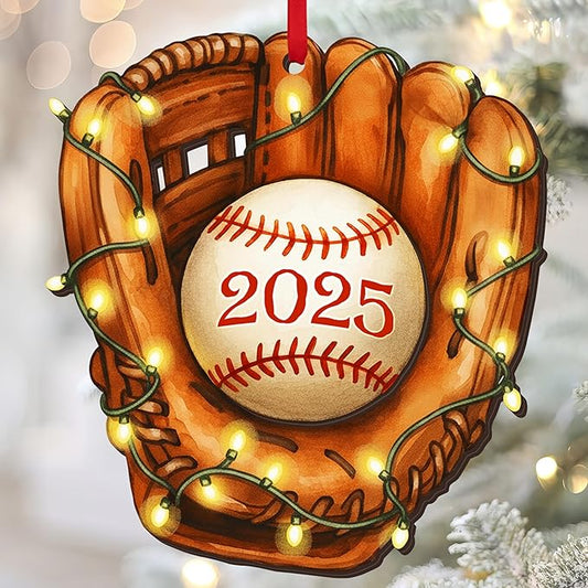 FLAGWIX Christmas Baseball Gifts for Boys 12-14 and 8-12, Baseball Ornament - 2D Flat Wooden Ornaments 2025 for Christmas Tree Decorations - Gifts for Boys Coach Team Sports Men, Sports Ornament Decor