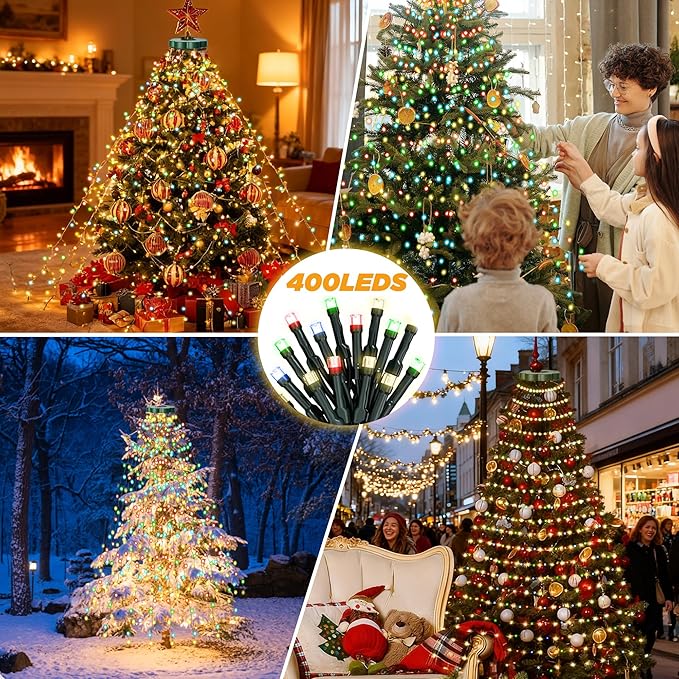 Christmas Tree Lights - 400 LEDs 9.8FT x 16 String Lights with Memory Function & 8 Modes, Fairy Lights with Remote Control & Timer for Christmas Tree Decorations - Multicolor