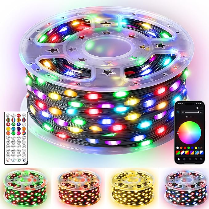Ollny Smart Christmas Lights 131FT 400LEDs, Color Changing Christmas Tree Lights App & Remote Controlled, RGB String Light with DIY Music Timer for Outdoor Indoor Holiday Xmas Decorations