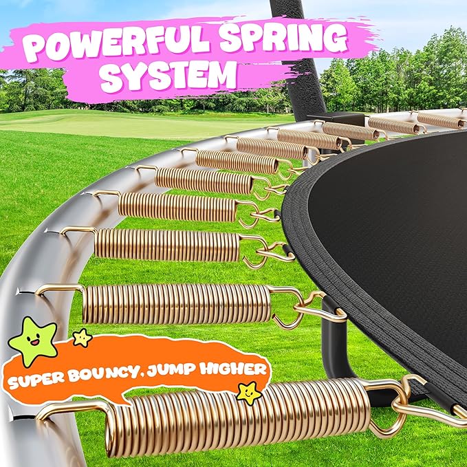 Trampoline 8FT 10FT 12FT 14FT 15FT 16FT, Recreational Trampolines with Enclosure Net and Ladder, Outdoor Anti-Rust Trampolines for Kids and Adults, ASTM Approved