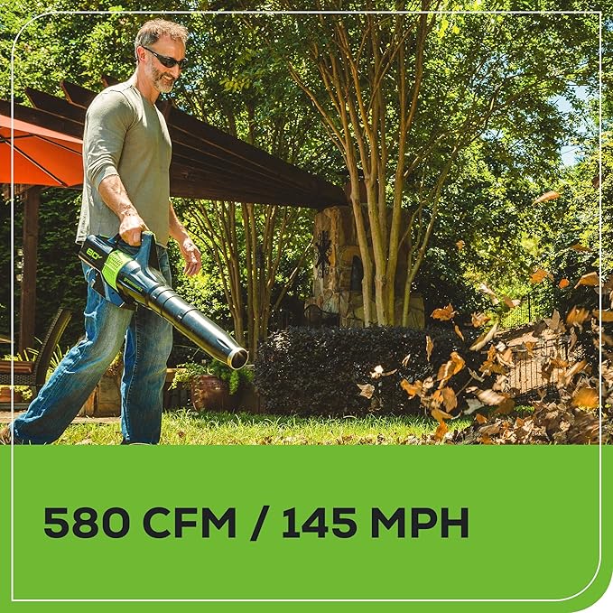 Greenworks 80V 21¡± Brushless (Self-Propelled) Cordless Electric Lawn Mower + (580 CFM) Axial Leaf Blower (75+ Compatible Tools), 4.0Ah Battery and 60 Minute Rapid Charger, Green and Black
