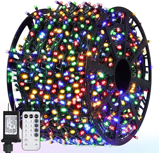 328 FT 1000 LED Christmas Lights, Waterproof Christmas Lights Outdoor with 8 Modes&Timer, Plug in Fairy Light for Xmas Garden Patio Tree Party Holiday Decoration（ Multicolor）