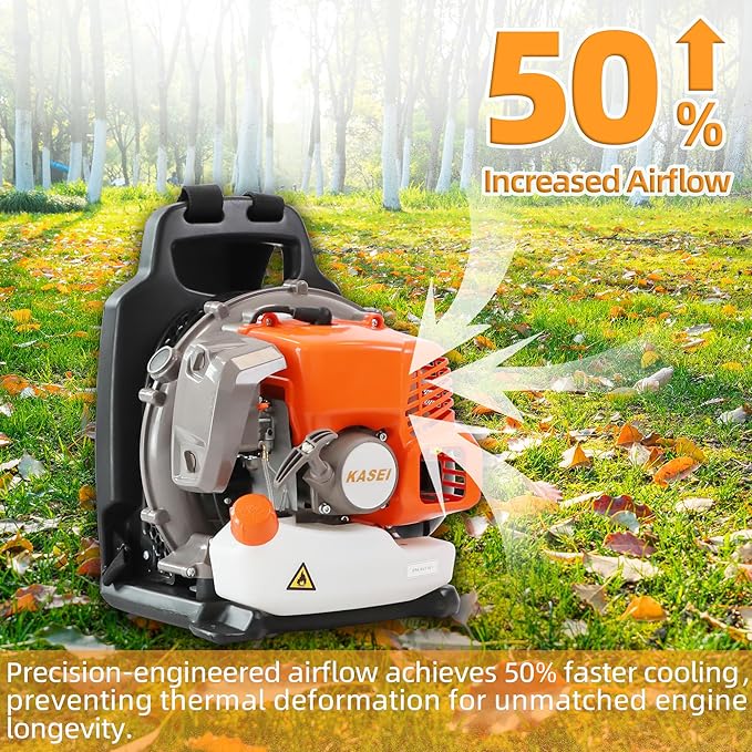 KASEI Backpack Leaf Blower 42 cc 2 HP 2-Cycle Gas Blower Gas Powered Powerful Clearing Performance 17.6 lbs Lightweight Leaf Blower Blowing Fallen Leaves,Snow & Dust