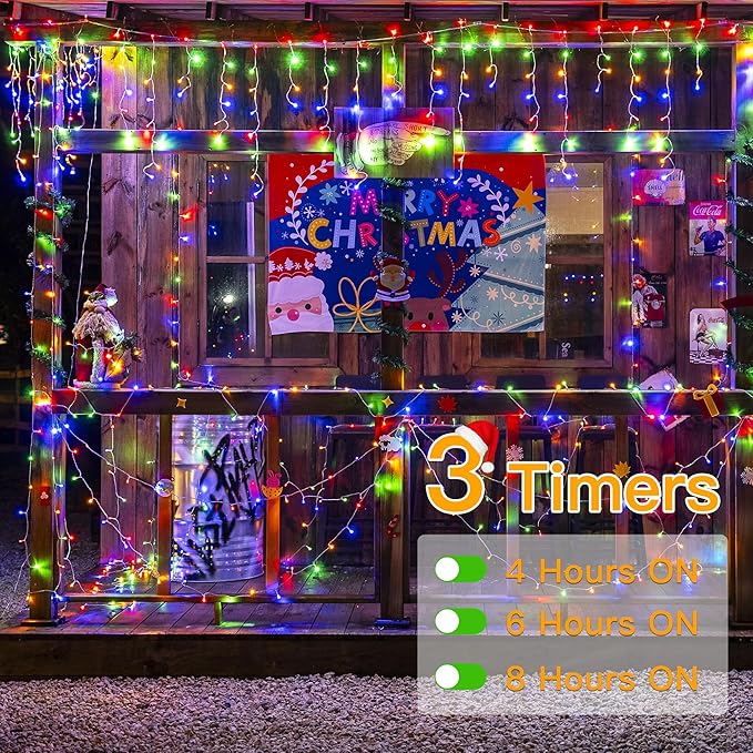 Ollny Icicle Lights for Outside 1000LED 82FT, Multicolor Christmas Light with Remote 8Modes Timers Waterproof Dimmable, Plug in Hanging Lights for Outdoor Indoor House Roof Holiday
